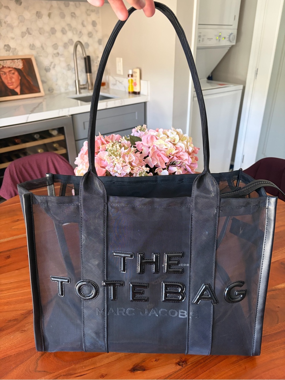 EUC Marc Jacobs Black Mesh 'The Tote Bag' Large Tote - Picture 2 of 10